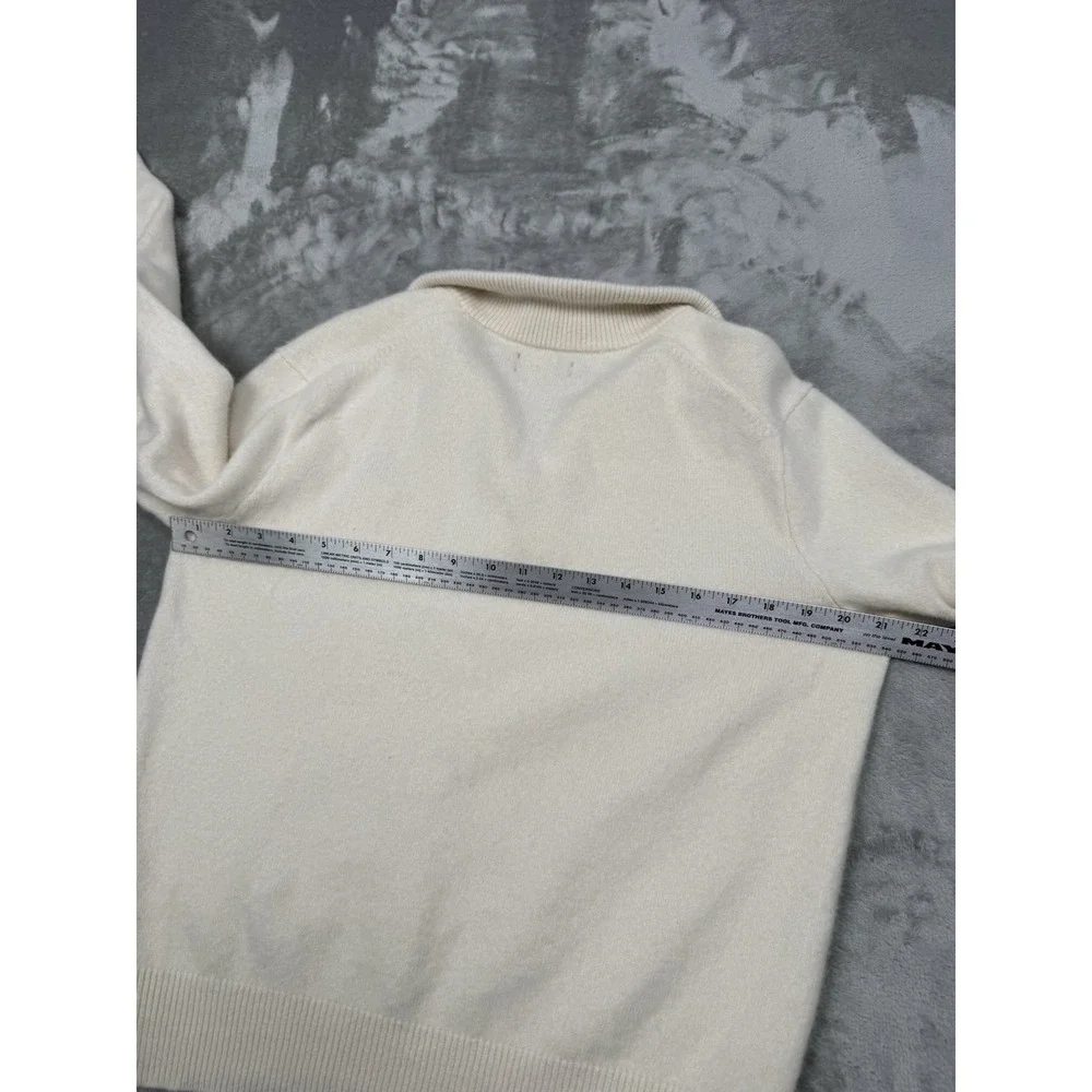 Polo Ralph Lauren 1/4 Zip Pullover Mens XL Cream Ivory White 100% Wool Gray Pony